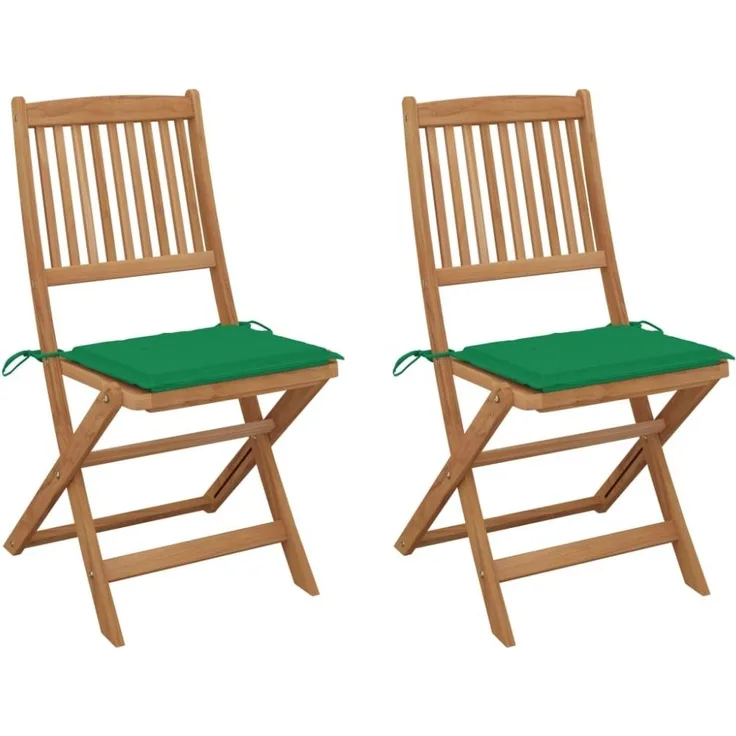 vidaXL Klappbare Gartenstühle 2 Stk. mit Kissen Massivholz Akazie 3064649
