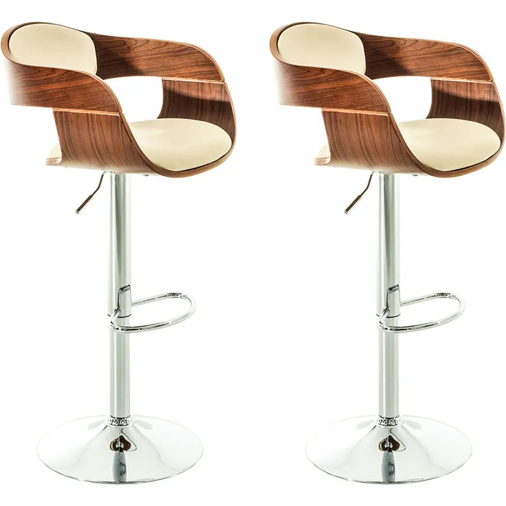 2er Set Barhocker Kingston Kunstleder, walnuss/creme