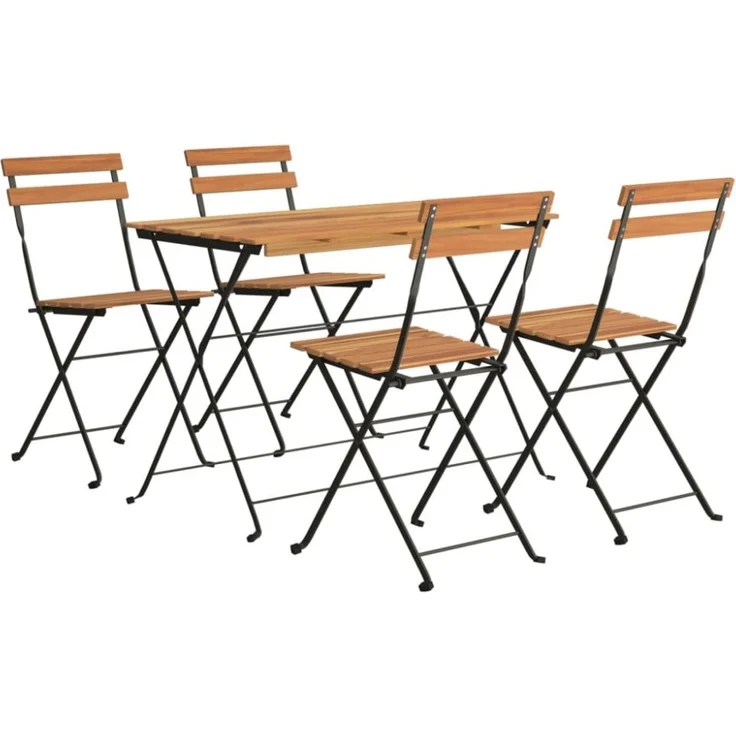 vidaXL 5-tlg. Bistro-Set Klappbar Massivholz Akazie und Stahl 3152098 – Bild 11