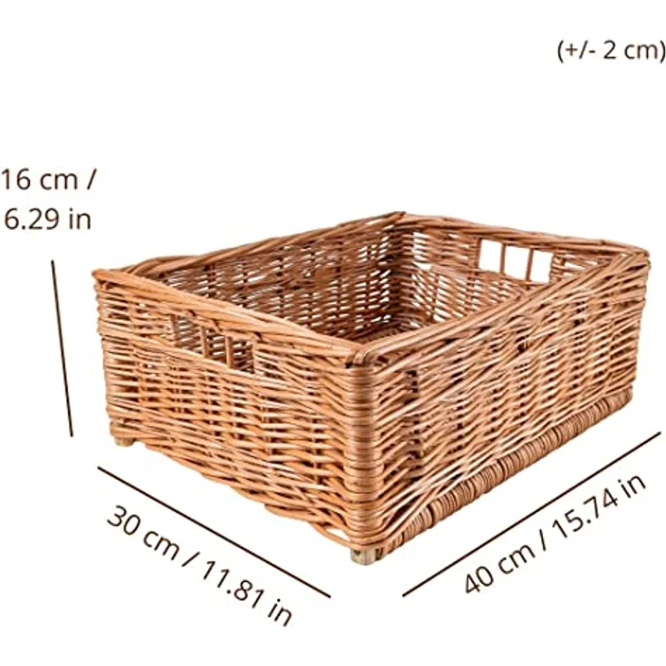 Creative Home Holzkiste Weidenkorb Aufbewahrungskorb, Handgeflochten, Haltbar (1 St), Korb Geflochten Naturkorb mit Griffen Aufbewahrung – Bild 4