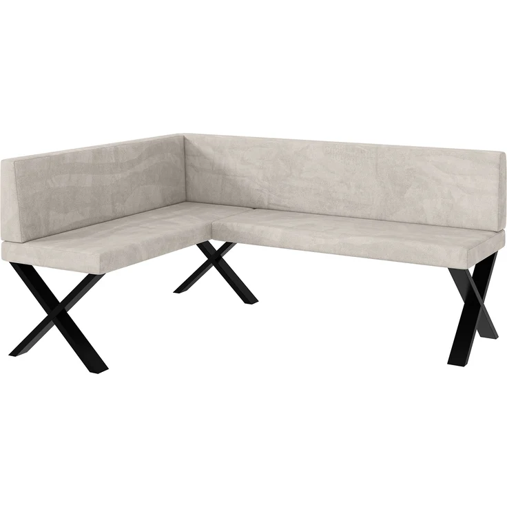 MEBLINI Eckbank für Esszimmer - Küchenbank - Essecke - Sitzecke Küche - TONI - X-Beine 128x168x87cm Links - Beige Samt – Bild 1