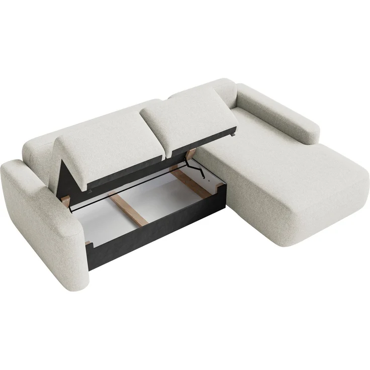 Selsey 'Carnos Mini' Ecksofa mit Schlaffunktion, Ottomane rechts, Chenille pflegeleicht, Creme – Bild 7