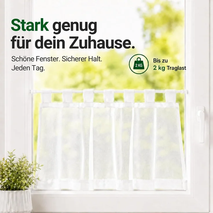 Bestlivings Gardinenstange zum Klemmen ohne Bohren, Klemmstange 80-120 cm, Weiß, Ø 10 mm, für Scheiben- & Bistrogardinen, Teleskopstange mit Schraubtechnik – Bild 5