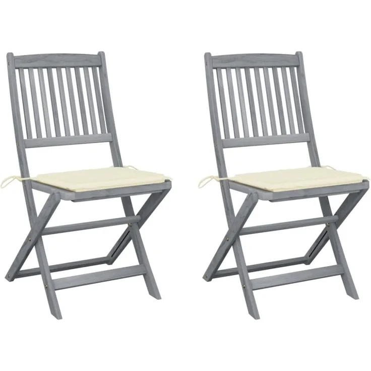 vidaXL Klappbare Gartenstühle 2 Stk. mit Kissen Massivholz Akazie 3064538