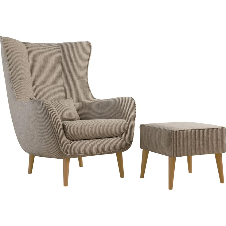 Sessel Lucio Cord (Farbe: Poso 02, mit Fußbank) – Bild 1