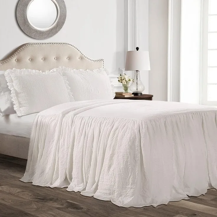 Lush Decor Rüschenrock, 2-teiliges Tagesdecken-Set, Doppelbett, Weiß
