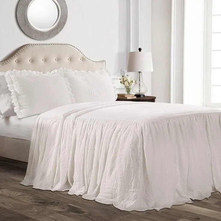 Lush Decor Rüschenrock, 2-teiliges Tagesdecken-Set, Doppelbett, Weiß – Bild 1