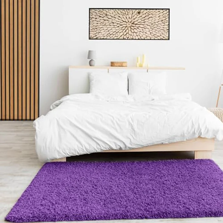 VIMODA Teppich Prime Shaggy Hochflor Langflor Einfarbig Modern Lila für Wohnzimmer, Schlafzimmer, kinderzimmer, Maße:70x250 cm – Bild 3