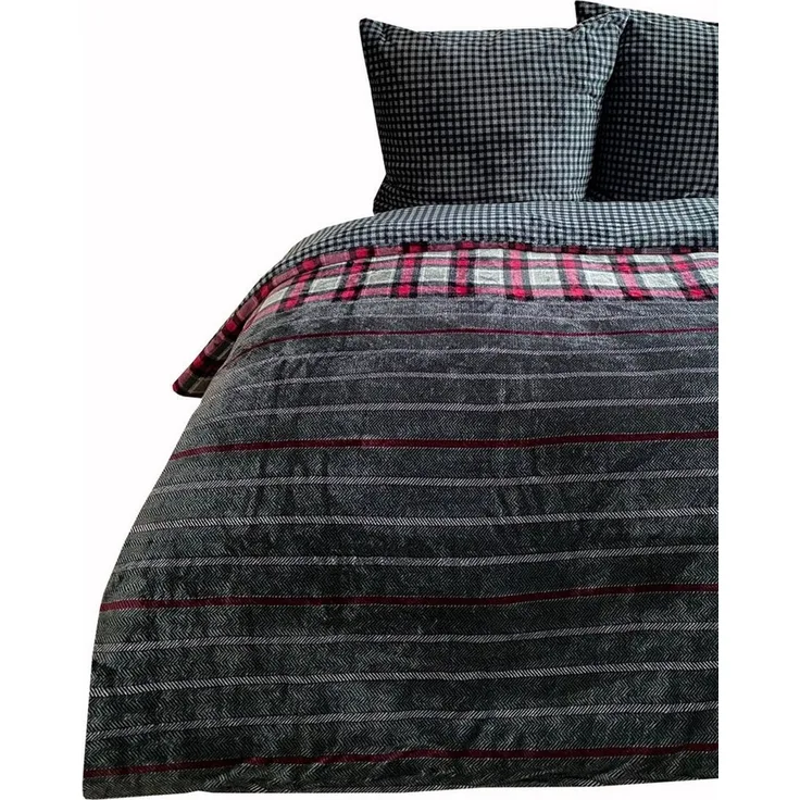 Visaggio Bettwäsche Winter Teddy Plüsch Bettbezug flauschig warm, Fleece, 4 teilig, Flauschig warmes Cashmere Touch, gestreift