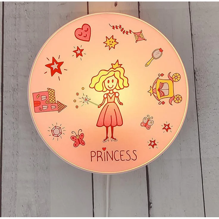 LED Wandleuchte für Kinderzimmer mit Motiv Prinzessin, Schalter & Stecker Ø 25cm – Bild 1
