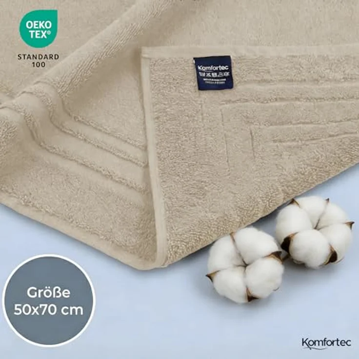 Komfortec Badematte Badvorleger aus 100% Baumwolle, 50x70 cm Duschvorleger, Waschbar Duschmatte, Frottee, Rechteckig, 600 g/m², 2er Set, Saugfähig & Schnelltrocknend – Bild 8