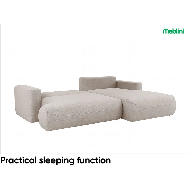 MEBLINI Schlafcouch mit Bettkasten – LUMIERE – 271x195x96cm – Rechts – Grau Samt - Ecksofa mit Schlaffunktion - Sofa mit Relaxfunktion und Kissen - Couch L-Form – Eckcouch – Bild 4