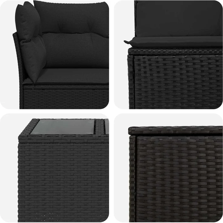 vidaXL Sofa Set 8 stk. Schwarz Polyrattan und Stahl 3448260 – Bild 8