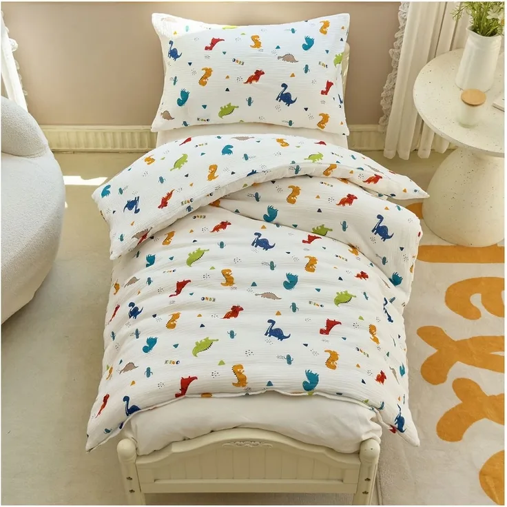 KEAYOO Kinderbettwäsche Muslin Bettwäsche Baumwolle Double Gauze, 2 teilig, Double Gauze Bettwäsche mit Elefantenmotiven für Kinder