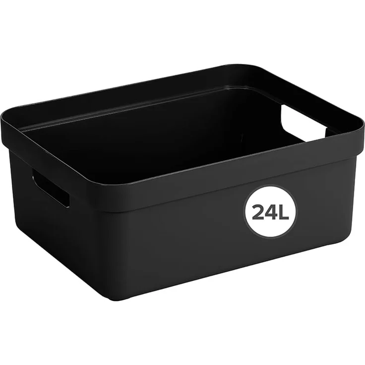 Sunware Sigma Home Aufbewahrungsbox 24L Schwarz – 44,5 x 34,5 x 18,3 cm – Kunststoff Aufbewahrungsbox Ohne Deckel – körbe & behälter – ordnungsbox