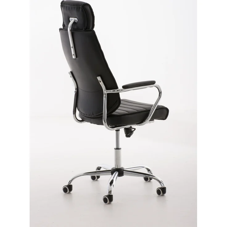 DELUKE® Bürostuhl Ergonomisch FUGOR Schreibtischstuhl mit Rollen Höhenverstellbarer Drehstuhl, Arbeitsstuhl mit Kopfstütze Chefsessel, Computerstuhl 125 kg Schwarz – Bild 3