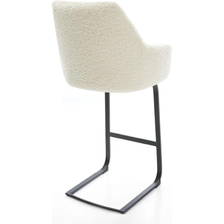 Barstuhl Alja-Flex Teddystoff Beige Freischwinger Flach Metall Schwarz Taschenfederkern – Bild 6
