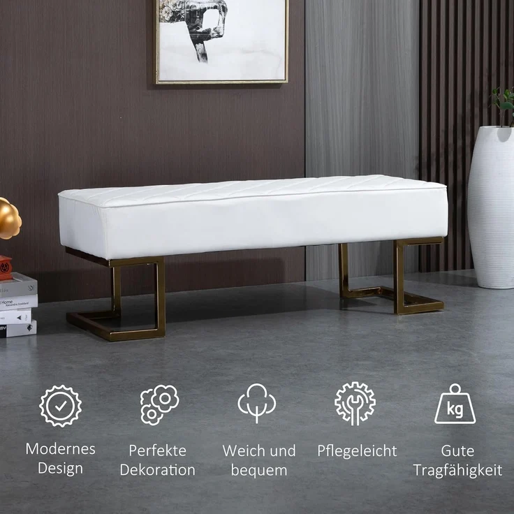 HOMCOM Sitzbank Sitzbank mit goldenen Beinen – Bild 6