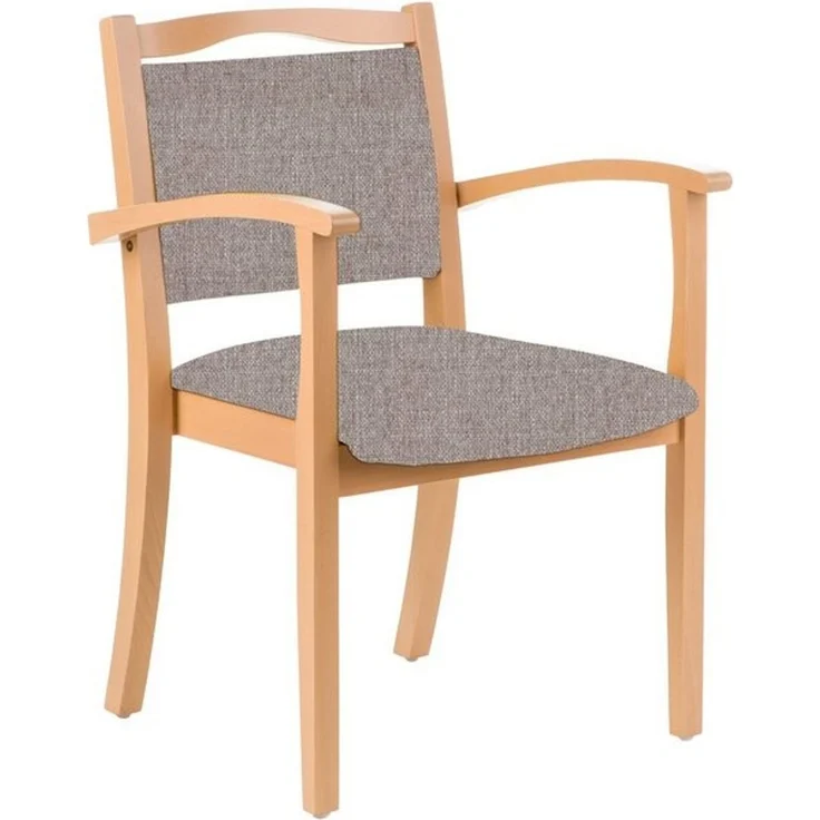 einrichtungsdesign24 Armlehnstuhl 4-Fußstuhl Holzstuhl mit Armlehnen Alexander Seniorenstuhl Esszimmer, Gestell aus Massivholz und stapelbar – Bild 4