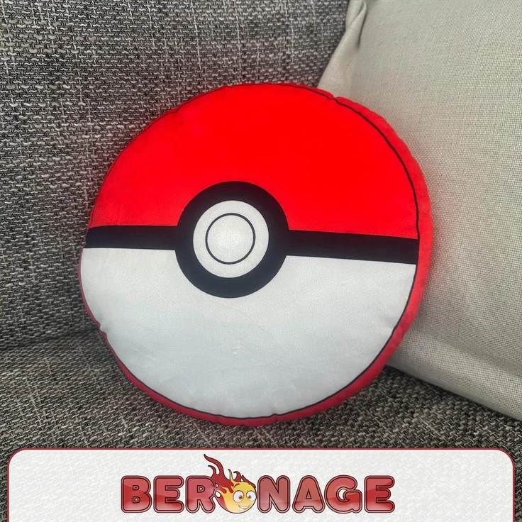 BERONAGE Dekokissen Pokemon Pokéball Konturen-Kissen rund 30x30 cm 100% Polyester, passend zur Bettwäsche, ideal für Sofa, Couch, Bett, Auto, Camping – Bild 6