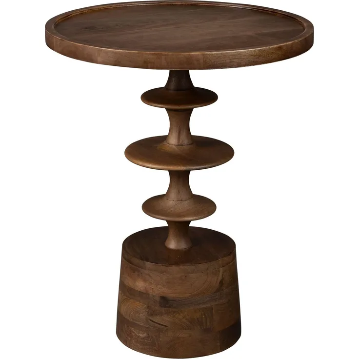 DutchBone Beistelltisch Cath aus massivem Mangoholz mit Walnuss-Finish, rund Braun 46x46x58 cm