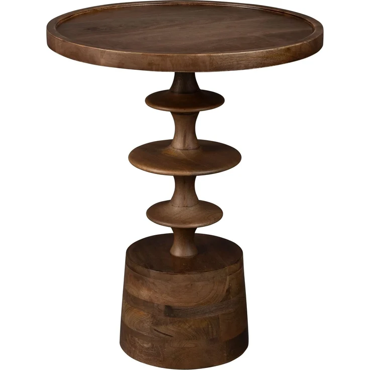 DutchBone Beistelltisch Cath aus massivem Mangoholz mit Walnuss-Finish, rund Braun 46x46x58 cm – Bild 1