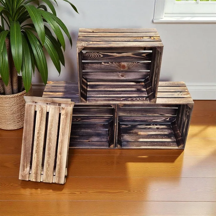 Holzkisten Geflammt 50 x 40 x 30cm mit Regalböden Lang DIY