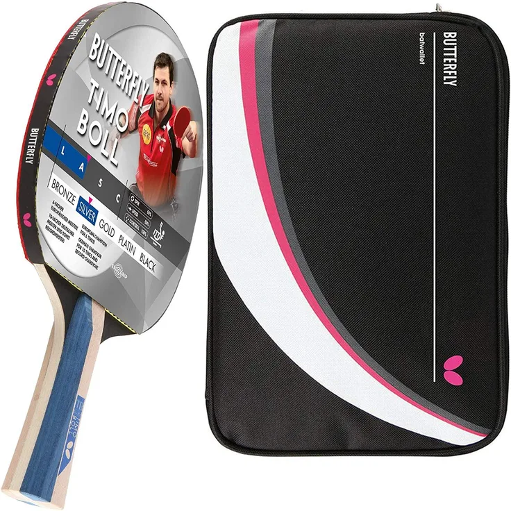 Butterfly 1x Timo Boll Silber 85016 Tischtennisschläger + Tischtennishülle Drive Case II