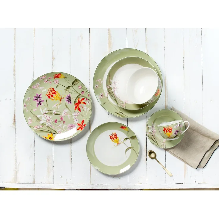Speiseteller 27cm 6er Set Flora grün