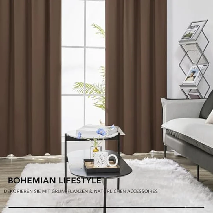 Deconovo Blickdichte Vorhänge mit Kräuselband Gardinen Extra Lange Braun | 2er Set, H 290 x B 140 cm, Thermogardine, Wohnzimmer und Schlafzimmer Gardinen, für Thermal Curtains, Übergardinen – Bild 8