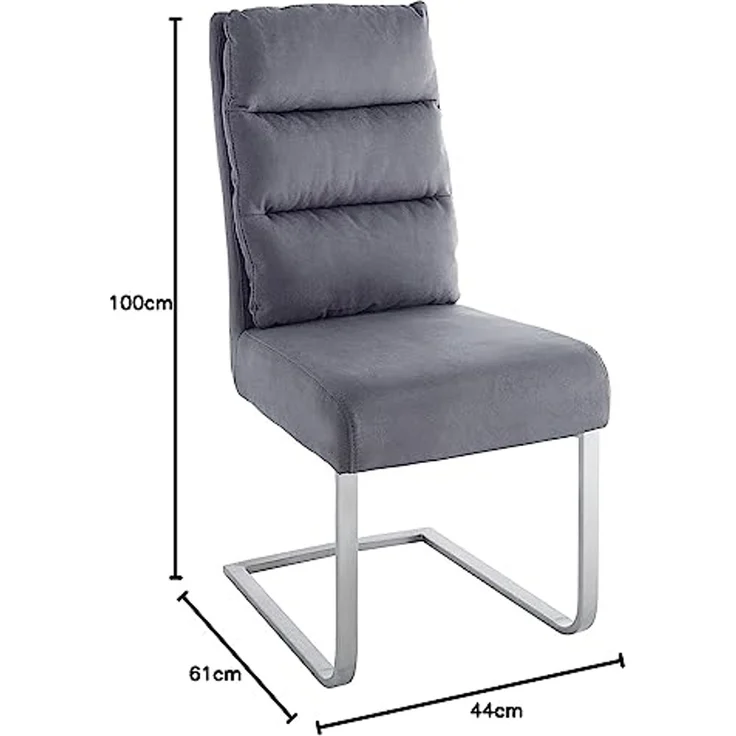 riess-ambiente Freischwinger COMFORT vintage grau / silber, Esszimmer · Microfaser · Edelstahl · Industrial – Bild 3
