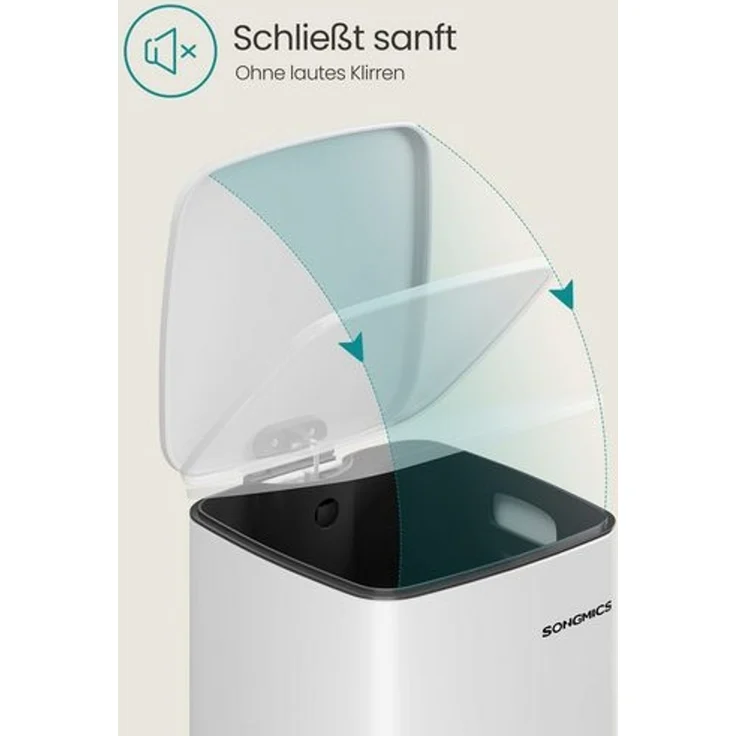 Songmics Mülleimer Küche, 20 Liter Abfalleimer, Tretmülleimer, Stahl, mit Inneneimer, Softclose, Offenhaltefunktion, wolkenweiß LTBDE592W02 – Bild 3