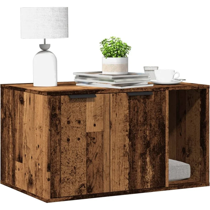 vidaXL Katzenklo Altholz-Optik 80x50x45 cm Holzwerkstoff 857740 – Bild 1