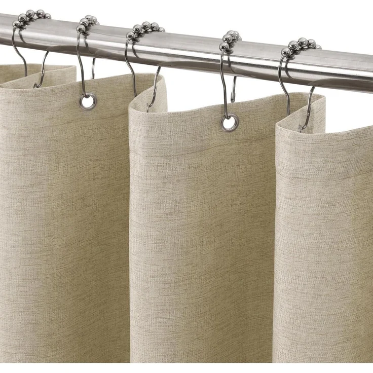 Duschvorhang Leinen in Taupe 182x92cm wasserdicht und schimmelresistent – Bild 1