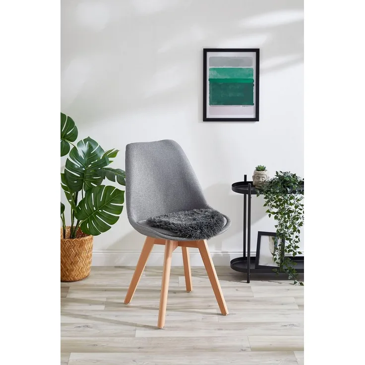 andiamo Kunstfell 4er Set Sitzkissen Alpa gemütliche Sitzunterlage 35mm Florhöhe weich und flauschiges Dekofell anthrazit 34 cm rund