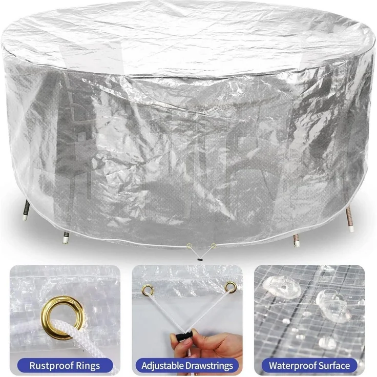 Gartentischabdeckung Wasserdicht Atmungsaktiv 190x80cm Transparent – Bild 3