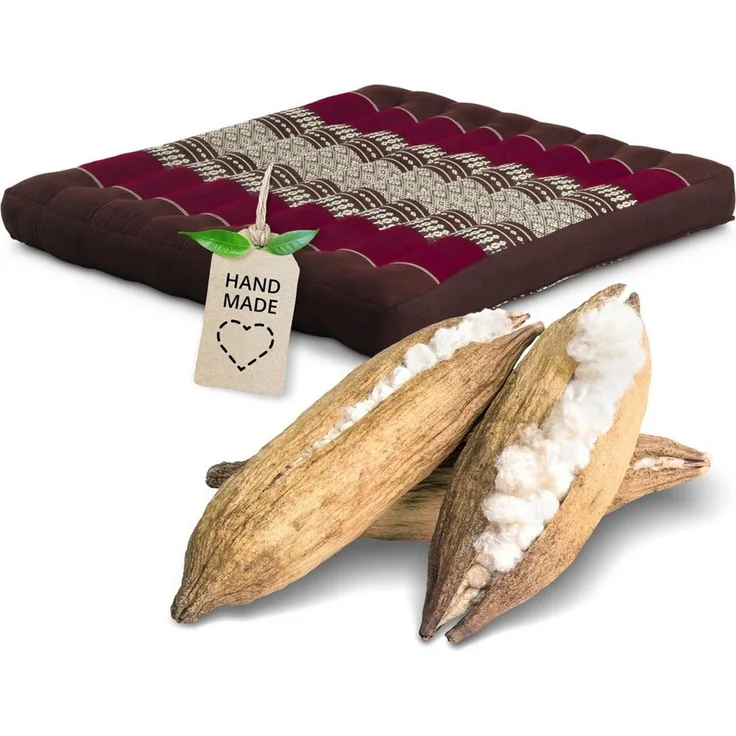 livasia Sitzkissen Sitzkissen 50 cm, vegan und handgefertigt, 50x50x6cm, Kapok