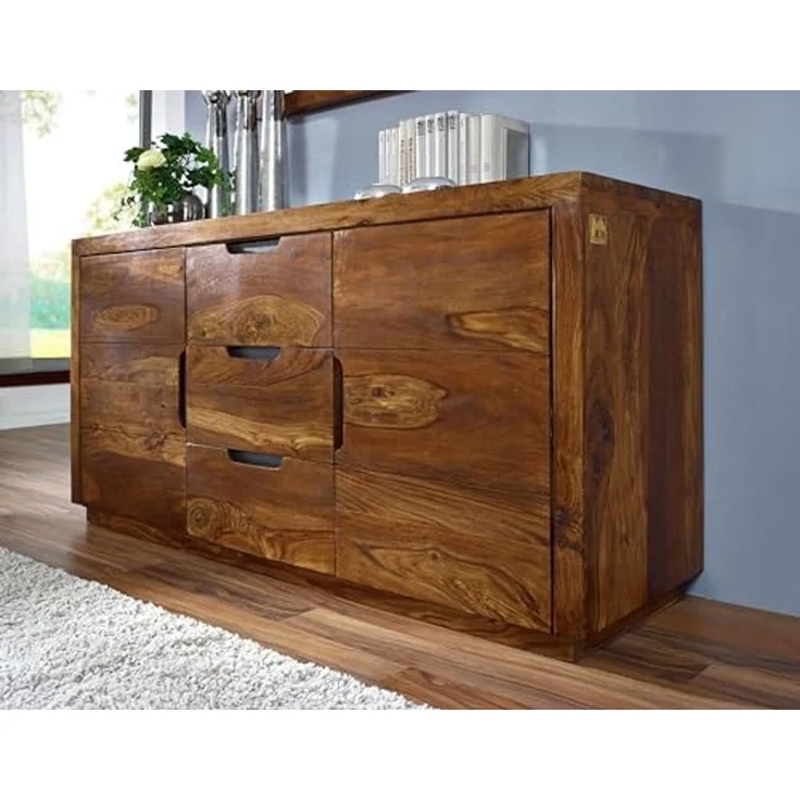 Sideboard Sheesham 150x45x75 walnuss lackiert DUKE #125 – Bild 5