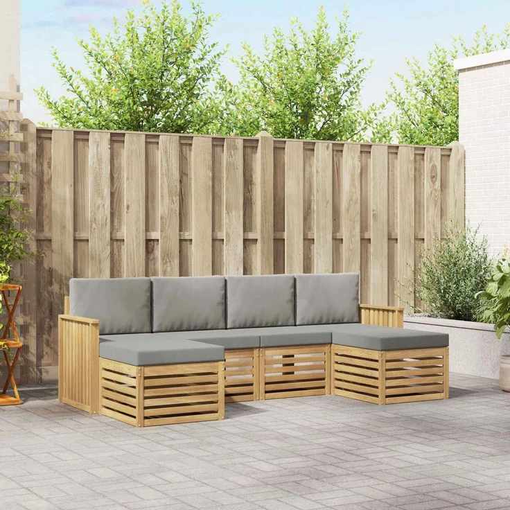 vidaXL Outdoor-Sofagarnitur 6 stk. 6-Sitzer Weiß und Hellgrau 3392271 – Bild 1