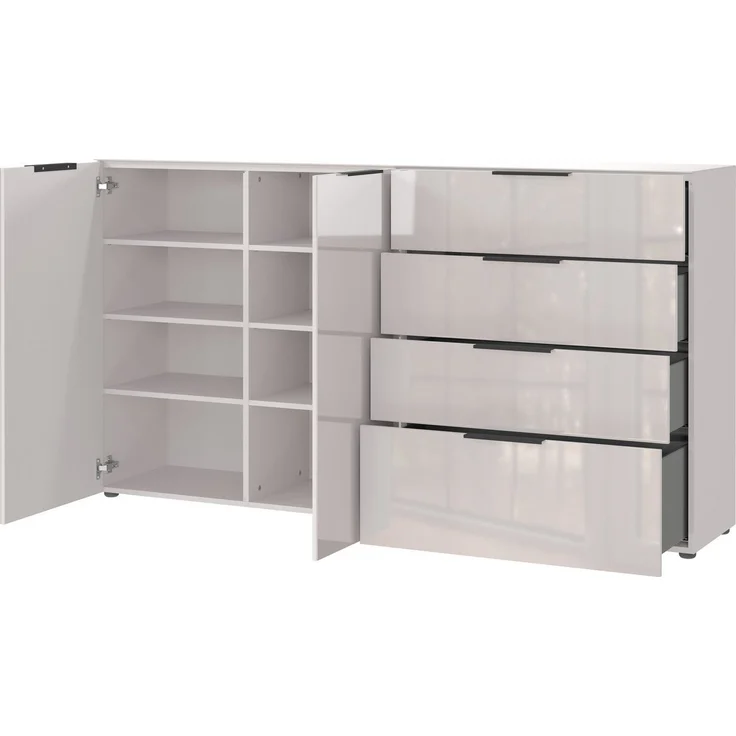 Sideboard Owingen / Oakland, Glas, Holzwerkstoff, Grau, 184 x 102 x 42 cm – Bild 3