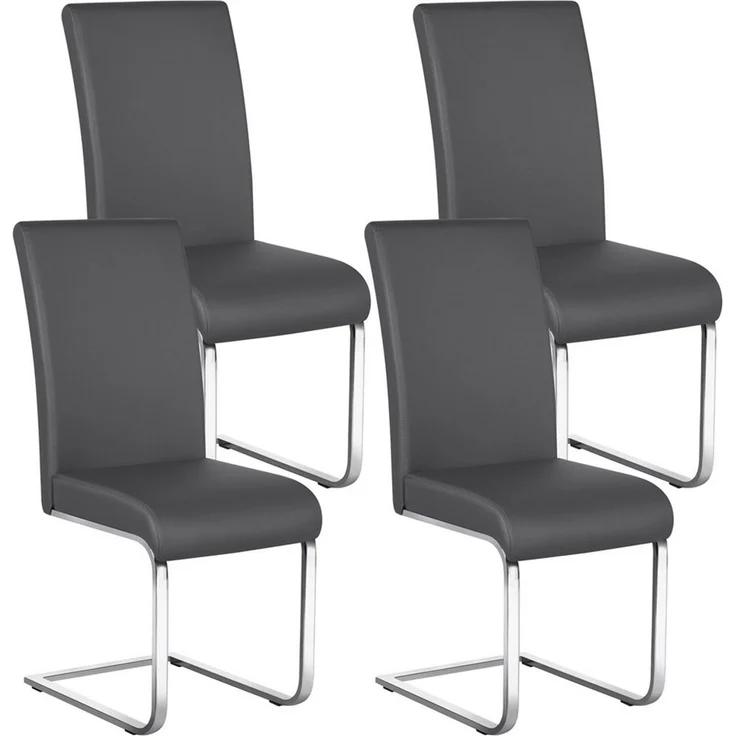 Yaheetech 4er-Set Freischwinger, Kunstleder, Dunkelgrau, 41,5 x 55 x 103 cm – Bild 5
