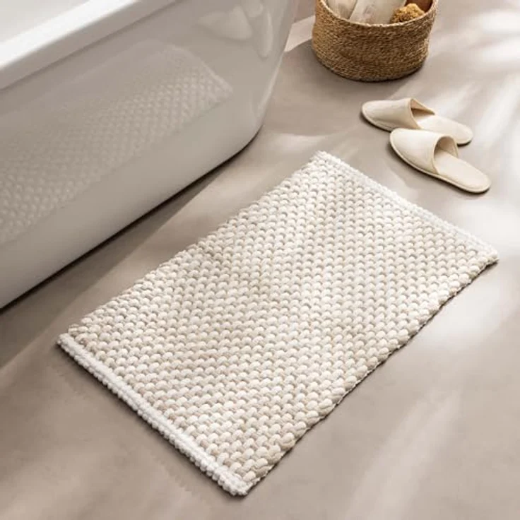 Douceur d'Intérieur, Rafael Badteppich (50x80 cm), Sandfarben, Baumwolle/Polyester Chenille – Bild 2