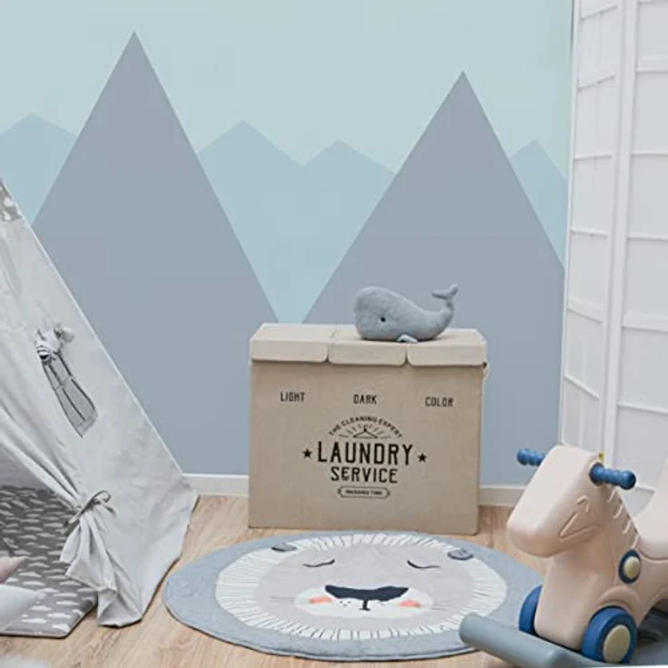 DuneDesign Wäschekorb 84 Liter, faltbar mit Deckel und 3 Fächern in Beige, wasserabweisend und stabil – Bild 8