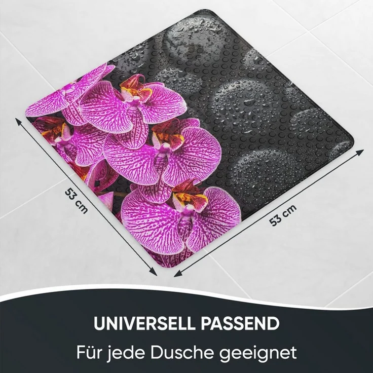 Sanilo Duschmatte, mit Motiv, rutschfest, waschbar, quadratisch, 230 extra starke Saugnäpfe, Kunststoff PVC, 53 x 53 cm, Madeira – Bild 3