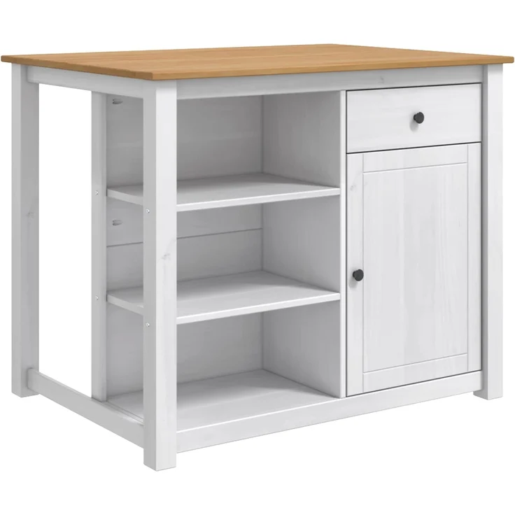 vidaXL Küchentrolley PANAMA 2 pcs Weiß und Honigwachs 112 x 77 x 90 cm 3425391 – Bild 2