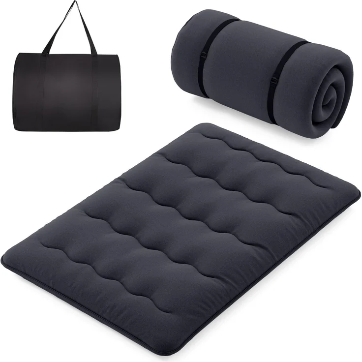 Japanische Futon Matratze mit Waschbarem Bezug &Tragetasche Tatami-Matte Schwarz 140 x 200 cm – Bild 2
