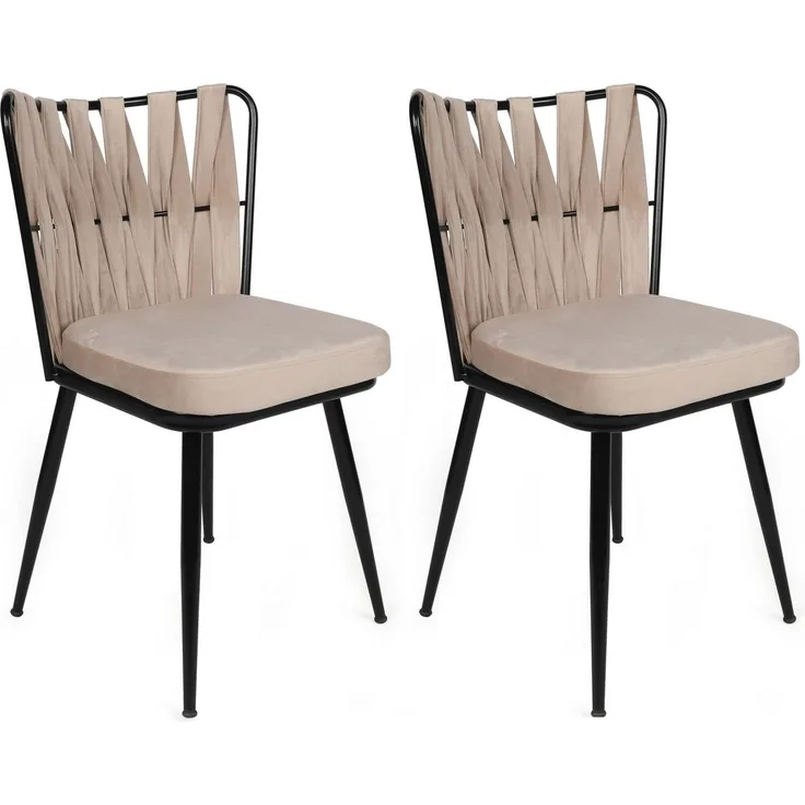 Skye Decor 'Kuşaklı-221 V2' Stuhlset (2-teilig), Creme / Schwarz, 43 x 82 x 43 cm