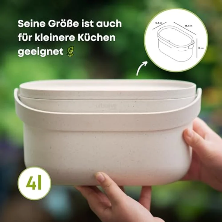 PLASTIA Papierkorb Plastia Biomüll Behälter mit Beuteln Elfenbein weiß Kaffeesatz – Bild 4