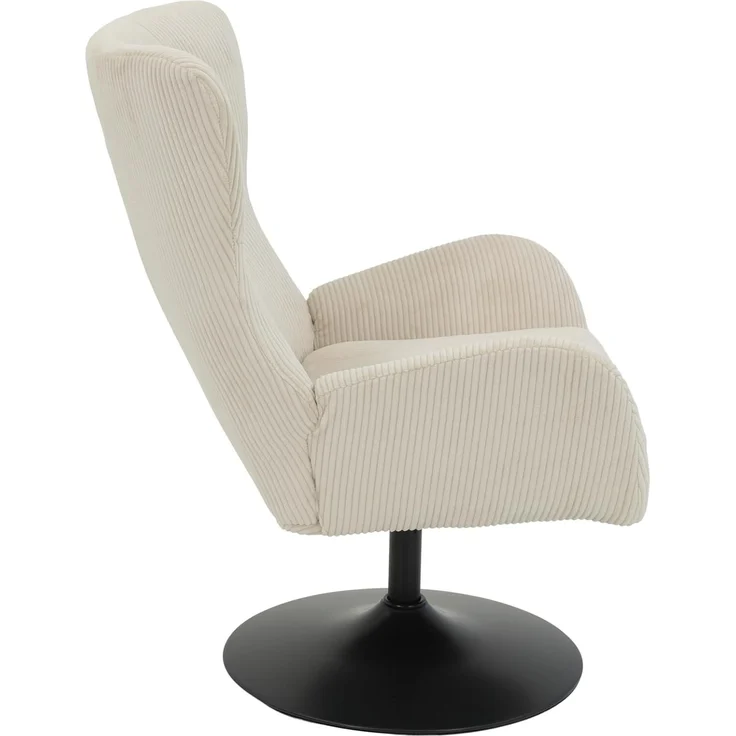 Hela Tische, Lounge-Sessel, Ohrensessel Samos, Bezug Cordstoff Beige, hoher Rücken, Trompetengestell 360° drehbar, 70 x 81 x 96 cm – Bild 5
