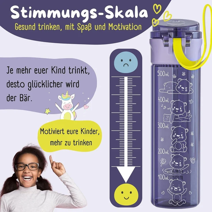 BEARFOOT Trinkflasche Trinkflasche Kinder, leichte Wasserflasche - Logo lila – Bild 2